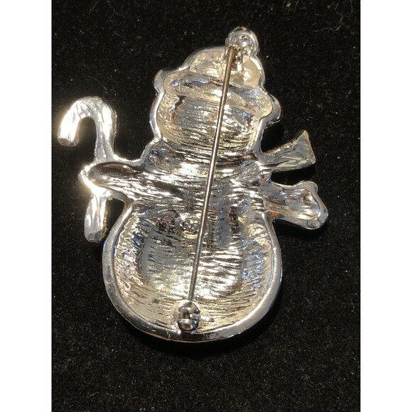 Vintage Brooch Enamel Snowman Candy Cane Pin Signed SFJ - Picture 2 of 6